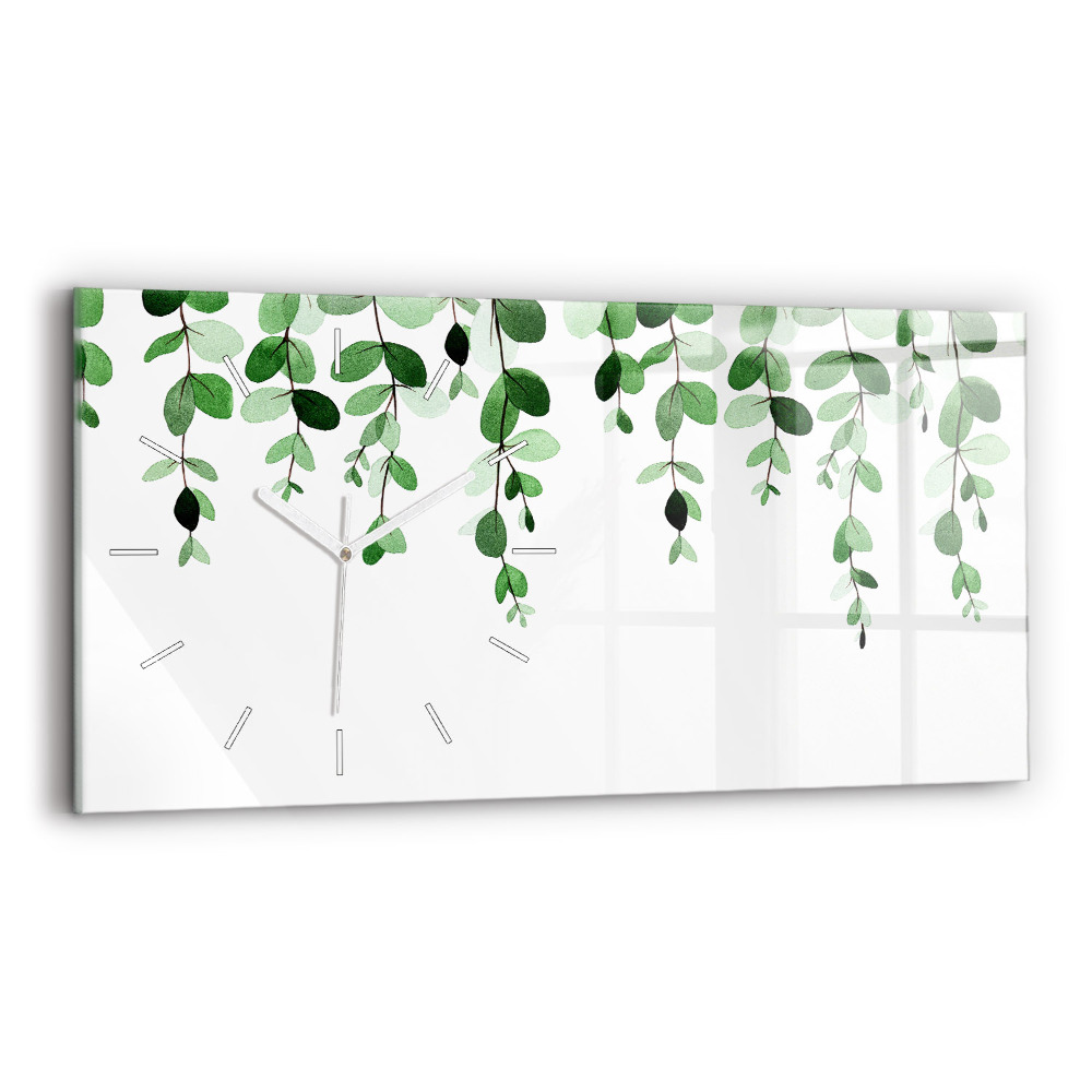 Horloge horizontale en verre Feuilles de plantes