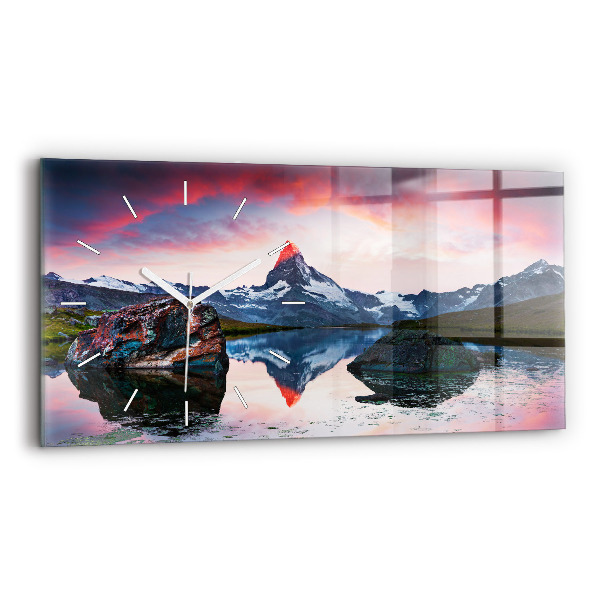 Horloge rectangulaire horizontale Lac Stellisee Cervin