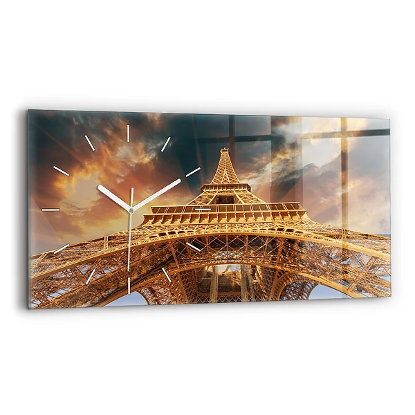 Horloge murale horizontale Tour Eiffel au soleil