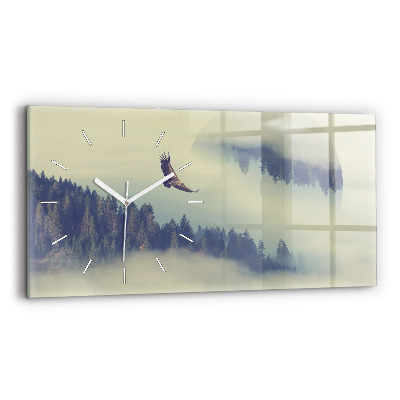 Horloge rectangulaire horizontale Forêt brumeuse Aigle