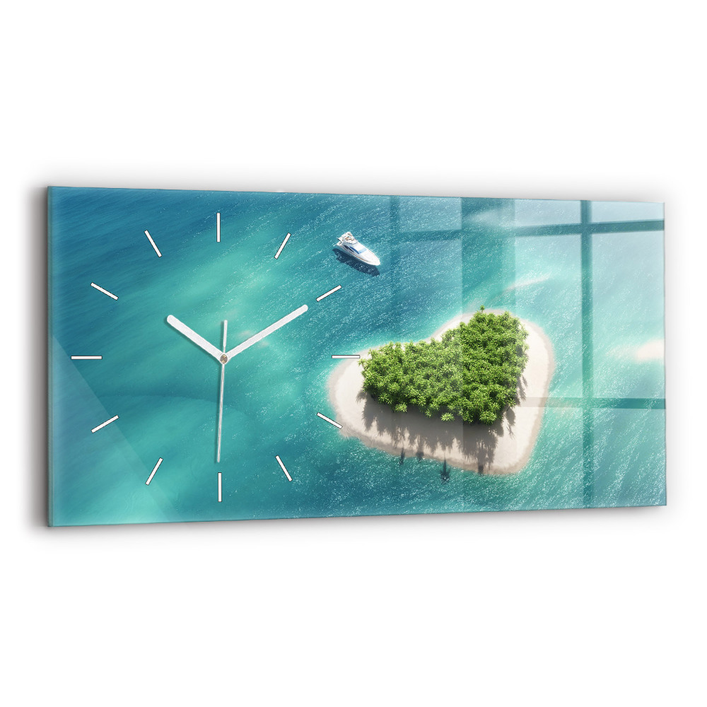 Horloge murale horizontale Île du cœur