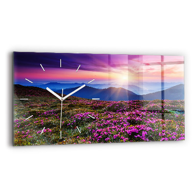 Horloge rectangulaire horizontale Fleurs au lever du soleil