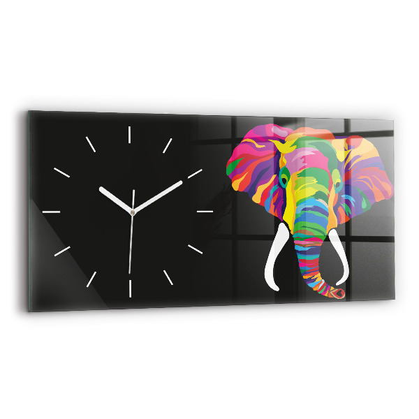 Horloge murale horizontale Éléphant coloré