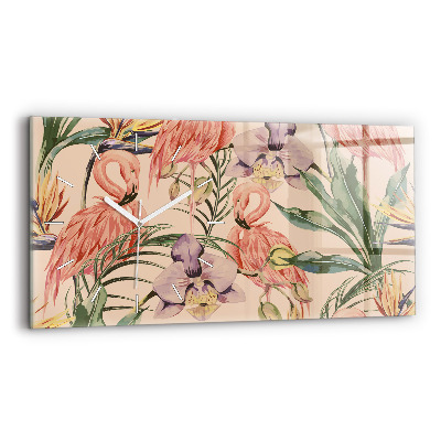 Horloge horizontale en verre Feuilles de palmier tropicales