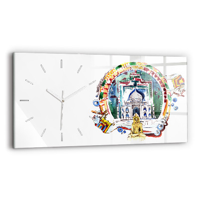 Horloge horizontale en verre Peinture de Bouddha dans un temple