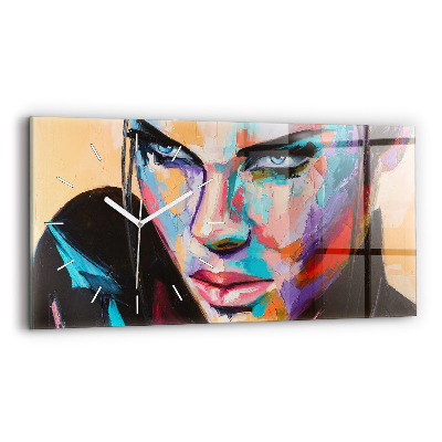 Horloge murale horizontale Portrait d'une femme