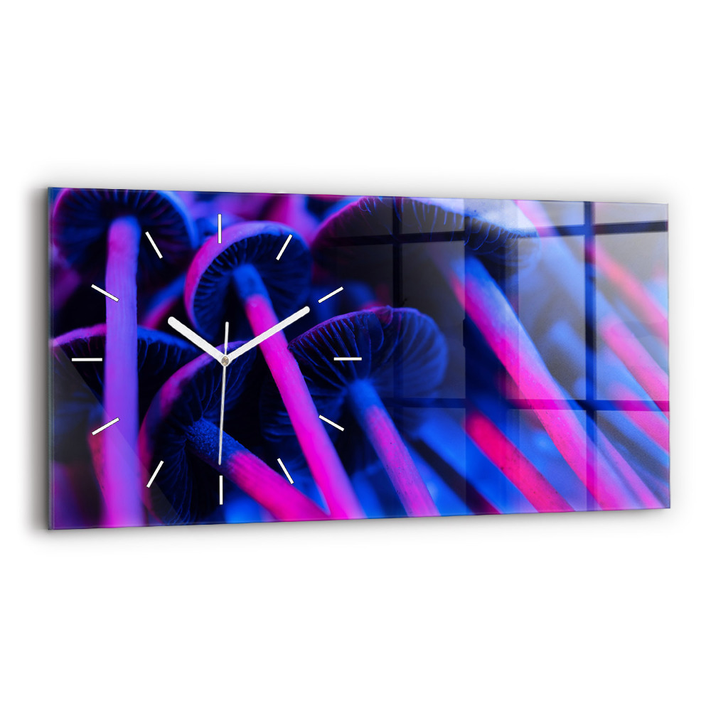 Horloge horizontale en verre Champignons magiques en couleurs