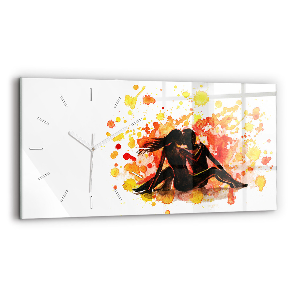 Horloge horizontale en verre Amour et couple amoureux