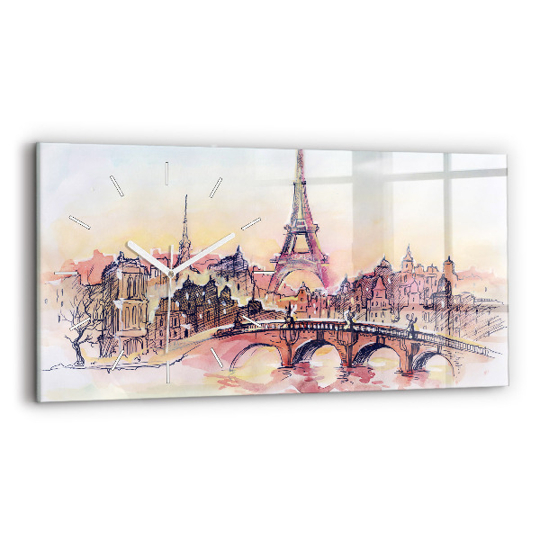 Horloge rectangulaire horizontale Paysage peint de Paris