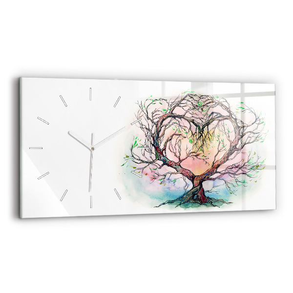 Horloge rectangulaire horizontale Cœur d'arbre nature