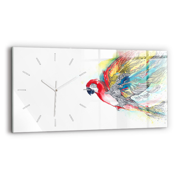 Horloge murale horizontale Perroquet coloré en vol