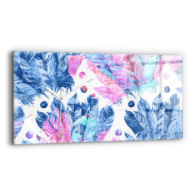 Horloge rectangulaire horizontale Plumes colorées