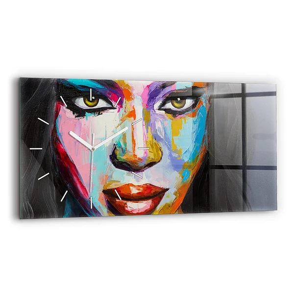 Horloge rectangulaire horizontale Visage coloré d'une femme