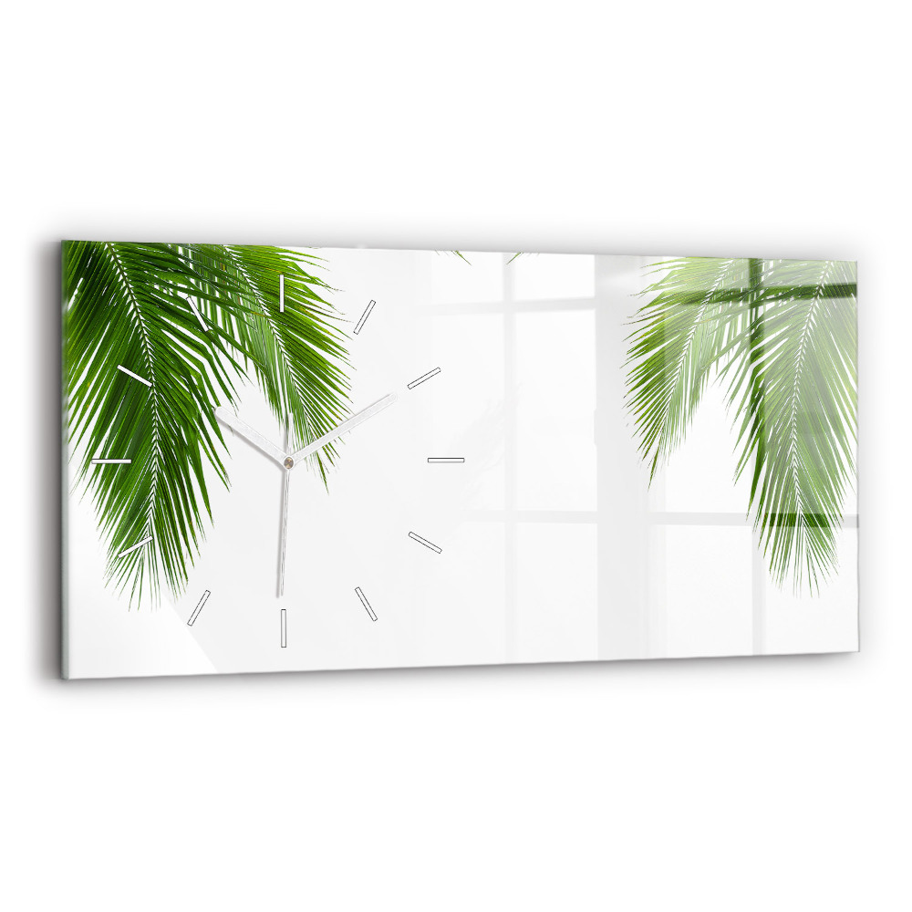 Horloge horizontale en verre Feuille de palmier nature