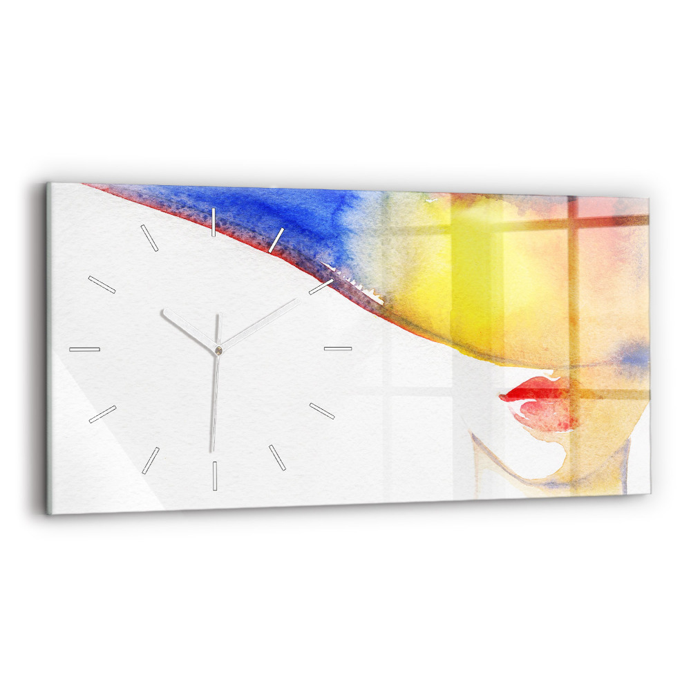 Horloge murale horizontale Femme avec chapeau