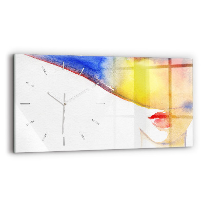 Horloge murale horizontale Femme avec chapeau