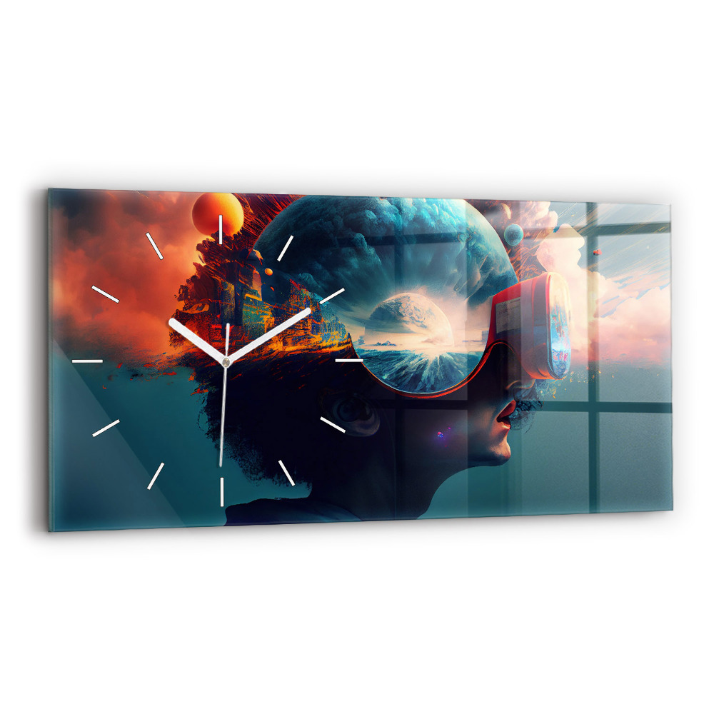 Horloge rectangulaire horizontale Monde virtuel futuriste