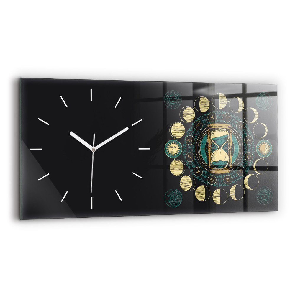 Horloge rectangulaire horizontale Phases de la lune et sablier