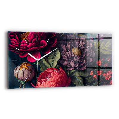 Horloge murale horizontale Bouquet de fleurs vintage