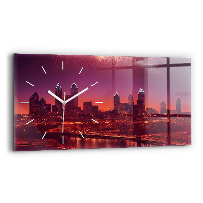 Horloge rectangulaire horizontale Ville de Philadelphie la nuit
