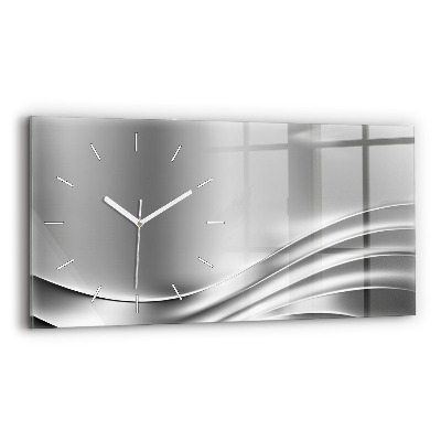 Horloge horizontale en verre Abstraction argentée