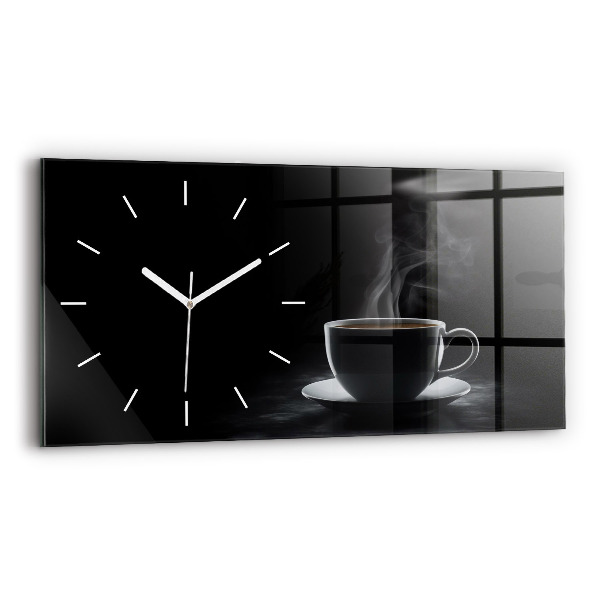 Horloge murale horizontale Tasse de café noir