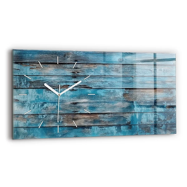 Horloge rectangulaire horizontale Planches bleues