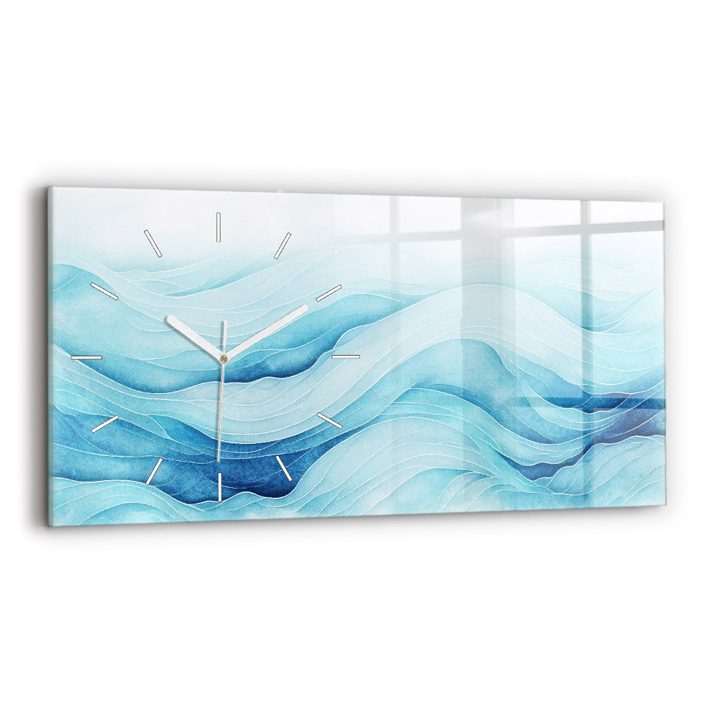 Horloge horizontale en verre Nuages bleus