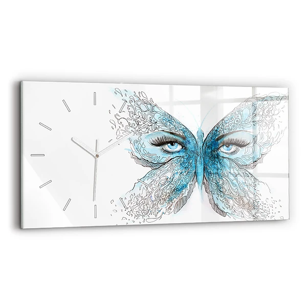 Horloge horizontale en verre Visage en forme de papillon