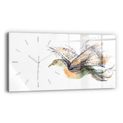 Horloge murale horizontale Livre d'oiseaux