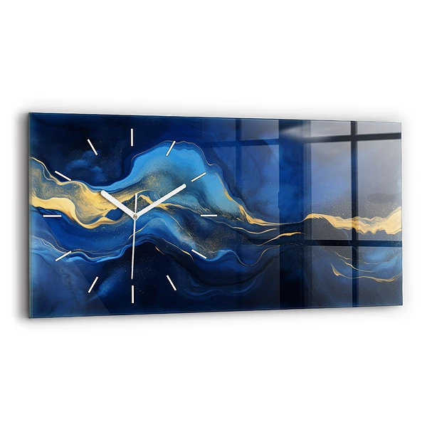 Horloge horizontale en verre Marbre bleu