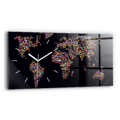Horloge horizontale en verre Carte du monde en points