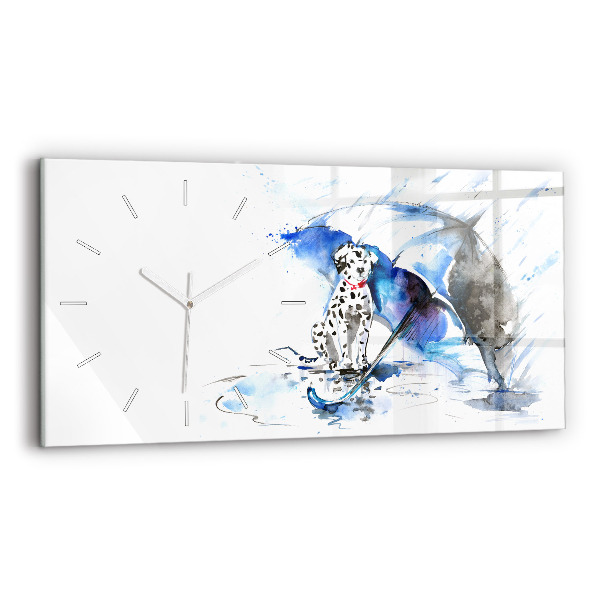 Horloge horizontale en verre Dalmatien et parapluie