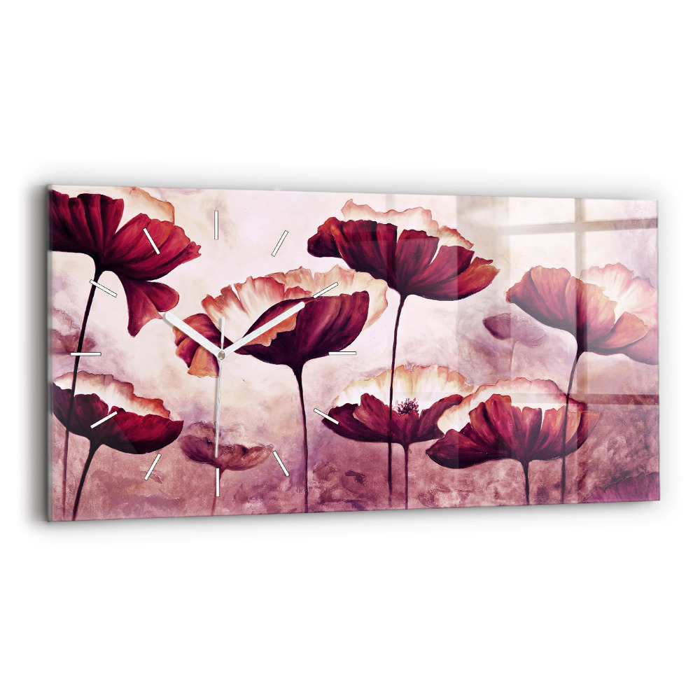 Horloge murale horizontale Fleurs fleuries coquelicot