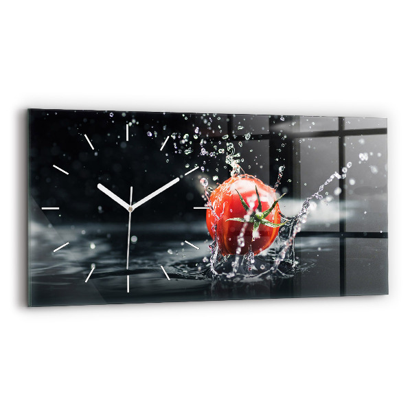 Horloge horizontale en verre Tomate