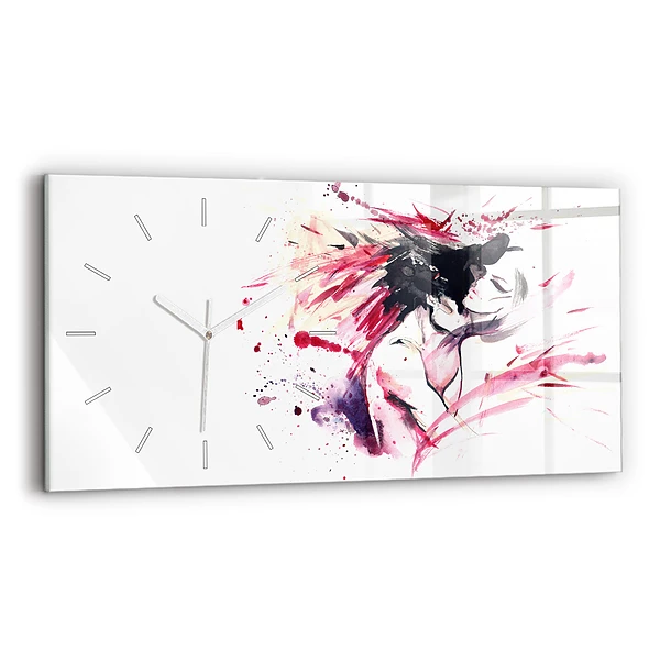 Horloge horizontale en verre Amoureux abstrait
