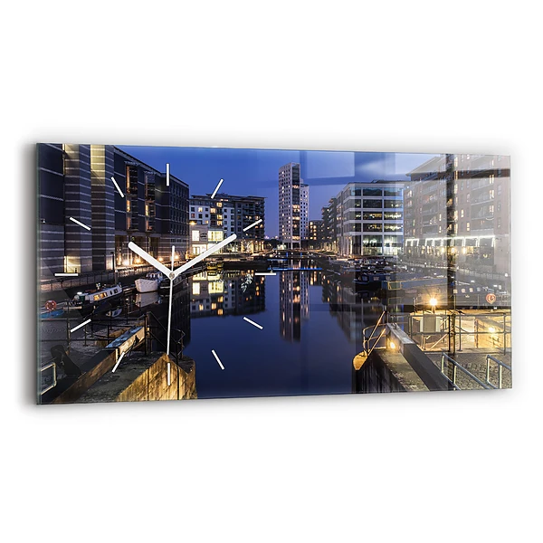 Horloge murale horizontale Ville illuminée la nuit