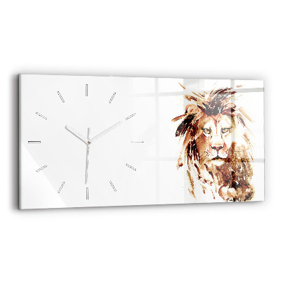 Horloge rectangulaire horizontale Illustration d'un lion brun