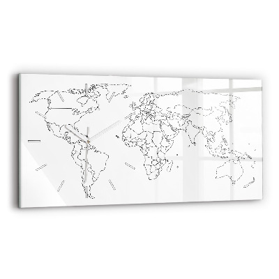 Horloge murale horizontale Carte du monde en courbes de niveau