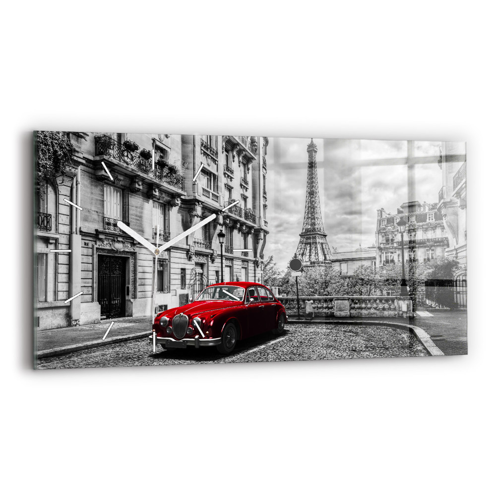Horloge horizontale en verre Vieille voiture en ville
