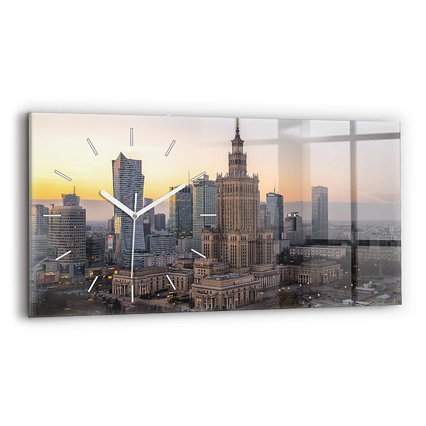 Horloge horizontale en verre Panorama de Varsovie