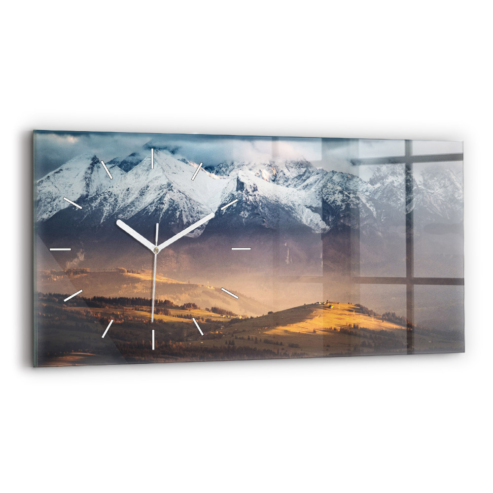 Horloge horizontale en verre Panorama hivernal des Tatras