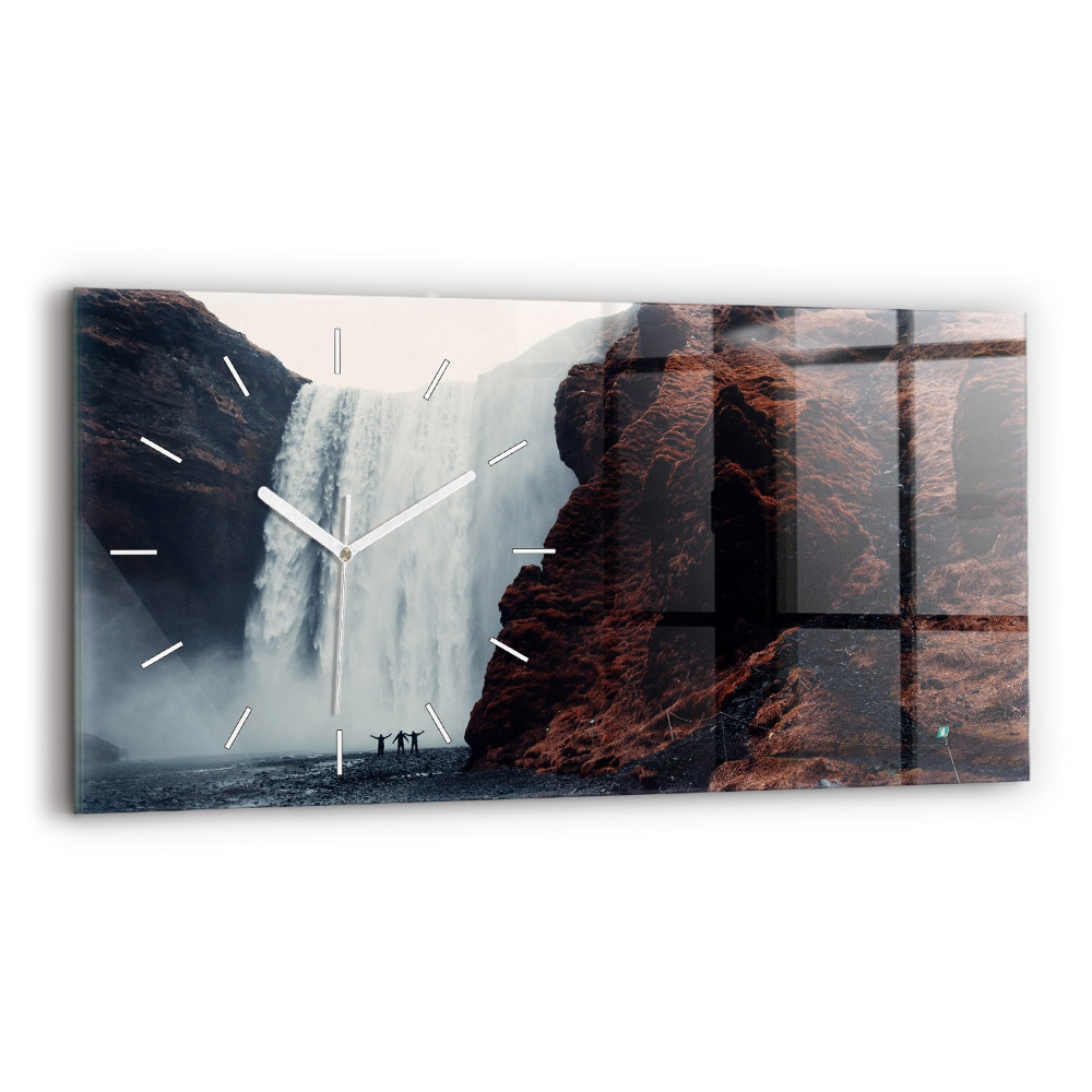 Horloge horizontale en verre Chute d'eau en Islande