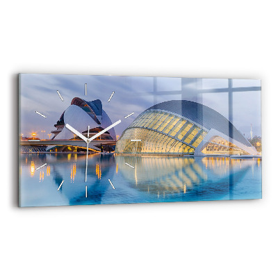 Horloge rectangulaire horizontale Coucher de soleil en ville
