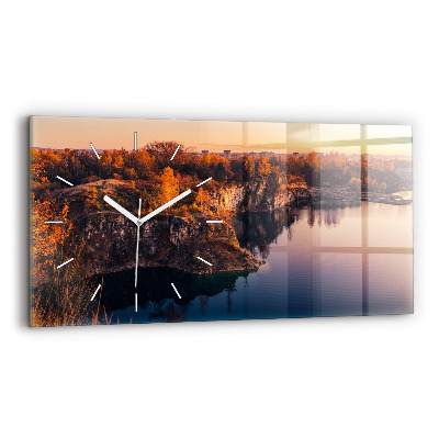 Horloge murale horizontale Lac de Cracovie Zakrzówek Automne