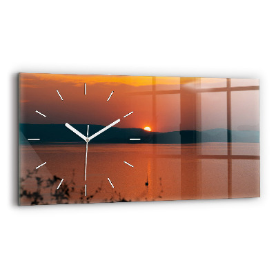Horloge rectangulaire horizontale Lac Balaton le soir