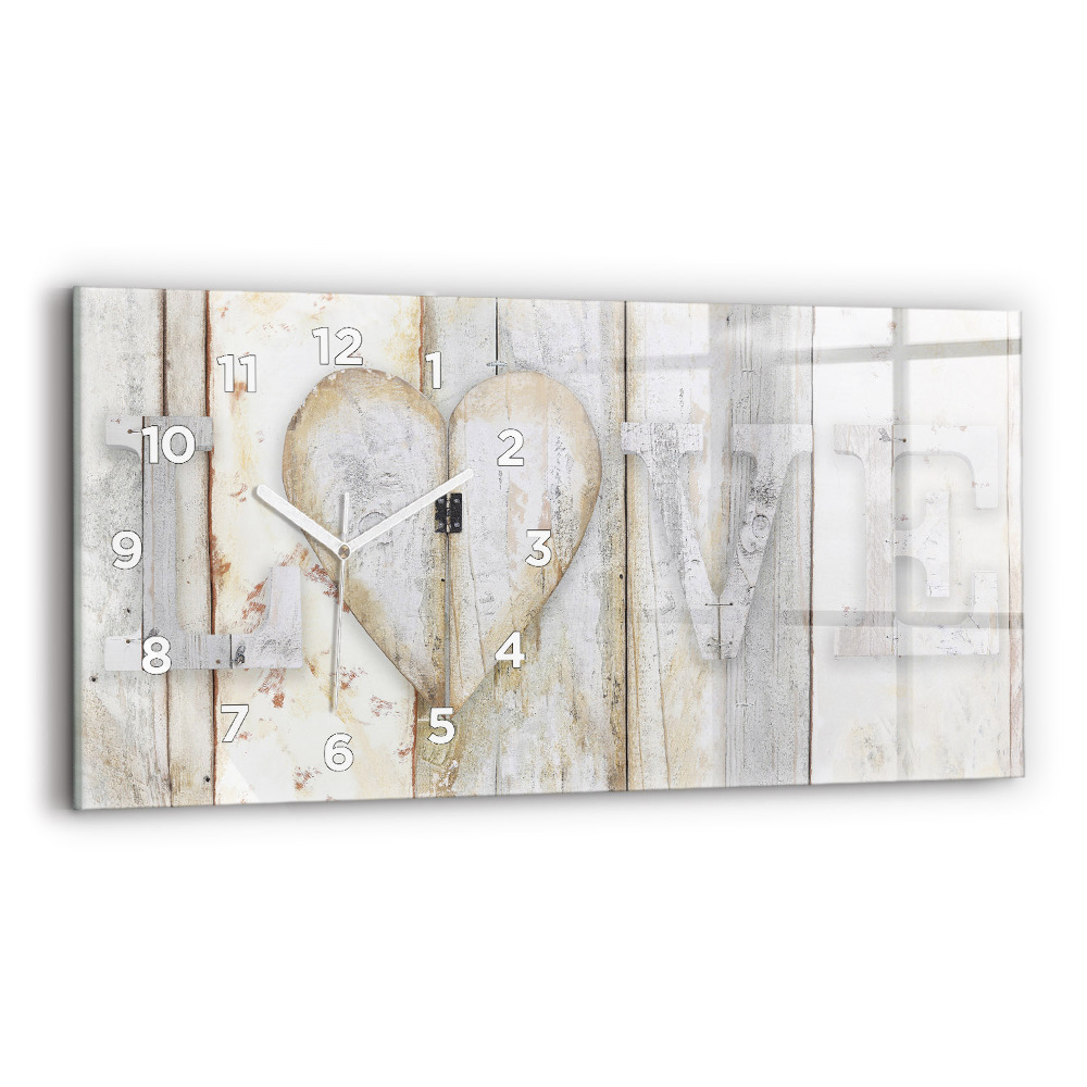 Horloge horizontale en verre Inscription d'amour