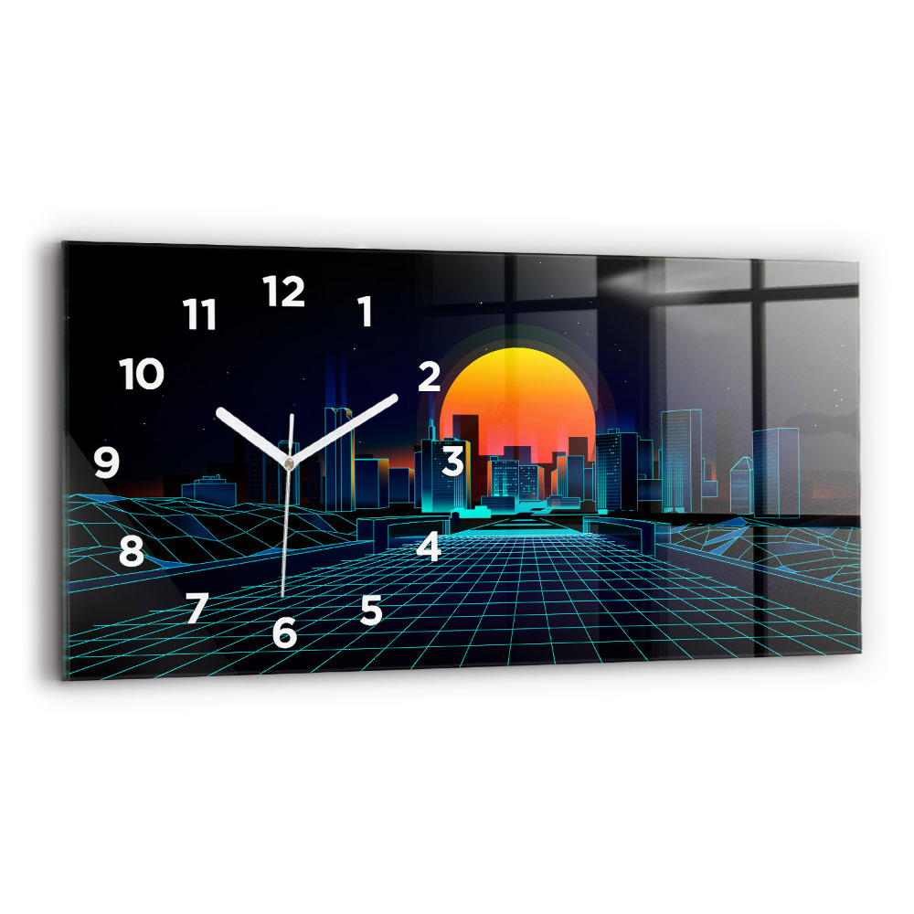 Horloge murale horizontale Ville du cyberespace