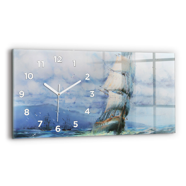 Horloge horizontale en verre Bateau sur l'eau