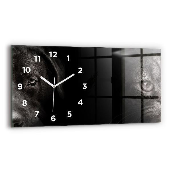 Horloge rectangulaire horizontale Chien et chat écossais